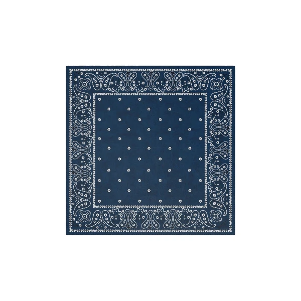 Max Mara Bandanna Print Silk Foulard in Midnight Blue | Scarves | Luxury Shoes 