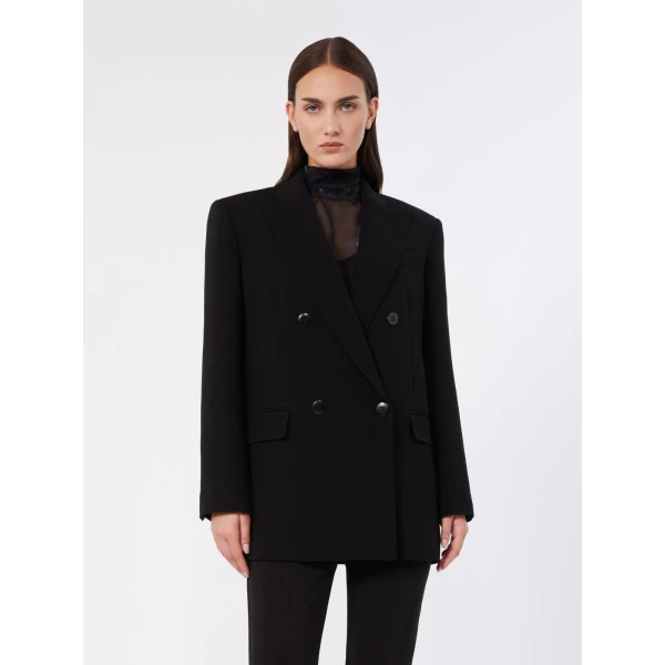 Max Mara Baobab Double-Breasted Cady Jacket in Black | Blazers | Luxury Shoes 