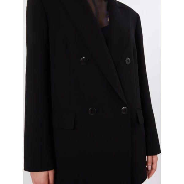Max Mara Baobab Double-Breasted Cady Jacket in Black | Blazers | Luxury Shoes 