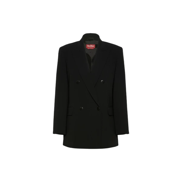 Max Mara Baobab Double-Breasted Cady Jacket in Black | Blazers | Luxury Shoes 