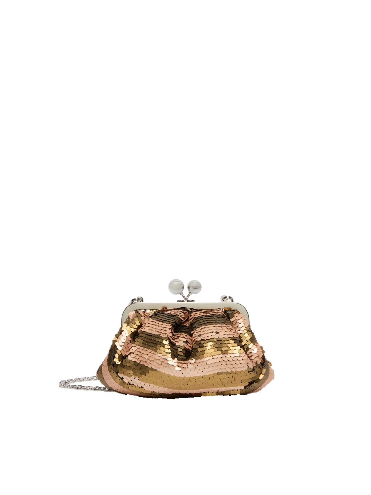 Max Mara Barca Small Pasticcino Bag with Sequin Stripes in Beige Max Mara Barca Small Pasticcino Bag with Sequin Stripes in Beige | Clutch Bags | Luxury Shoes