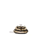Max Mara Barca Small Pasticcino Bag with Sequin Stripes in Midnight Blue | Clutch Bags | Luxury Shoes 