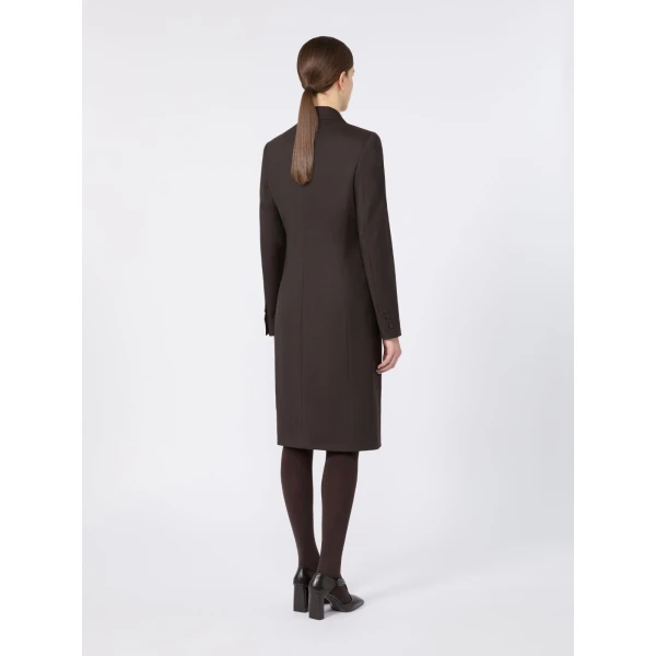 Max Mara Bardies Mottled Woollen Cloth Coat Dress in Dark Brown | Mini Dresses | Luxury Shoes 