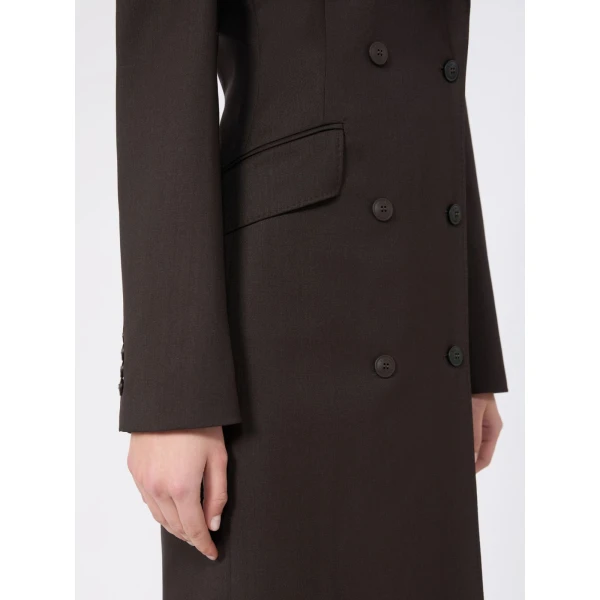 Max Mara Bardies Mottled Woollen Cloth Coat Dress in Dark Brown | Mini Dresses | Luxury Shoes 
