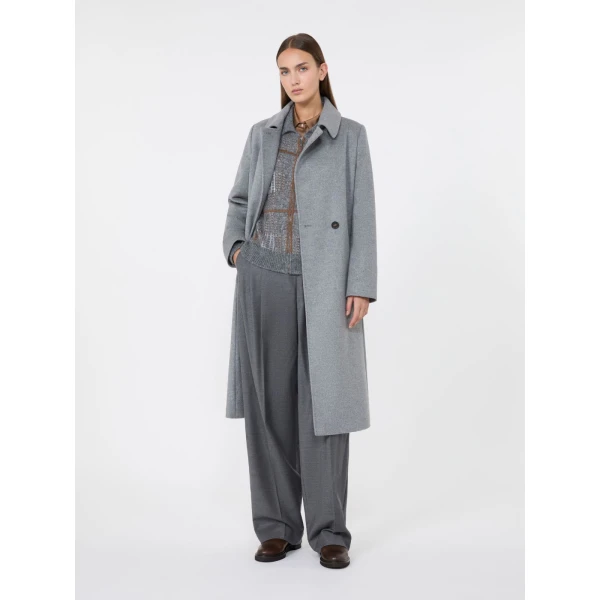 Max Mara Bcollag Double-Breasted Belted Wool Coat in Medium Grey | Wool Coat | Luxury Shoes 