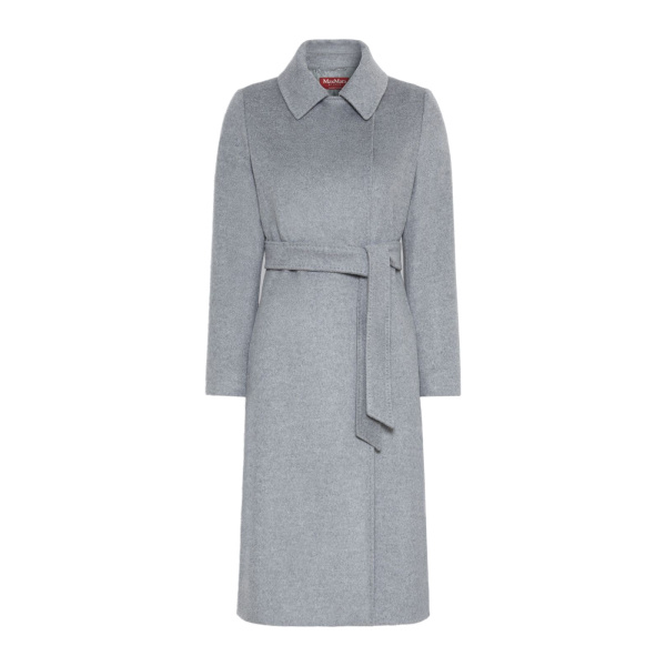 Max Mara Bcollag Double-Breasted Belted Wool Coat in Medium Grey | Wool Coat | Luxury Shoes 