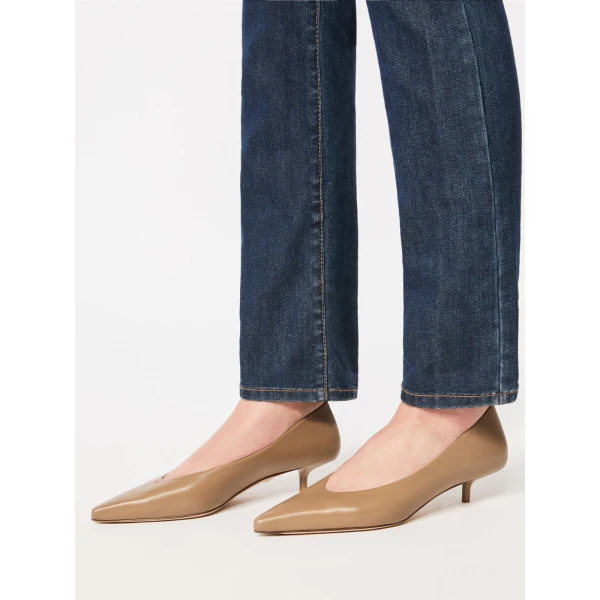 Max Mara Beati Nappa Leather Low Court Shoes in Mud | Heels | Luxury Shoes 