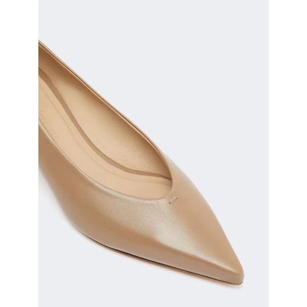 Max Mara Beati Nappa Leather Low Court Shoes in Mud | Heels | Luxury Shoes 