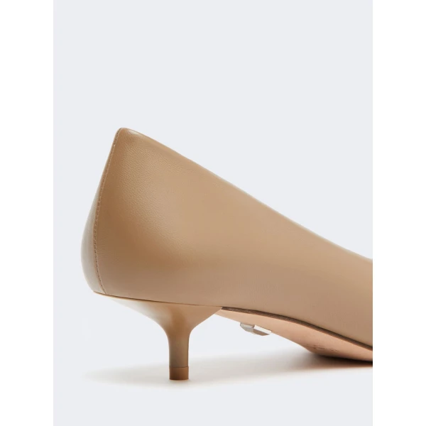 Max Mara Beati Nappa Leather Low Court Shoes in Mud | Heels | Luxury Shoes 