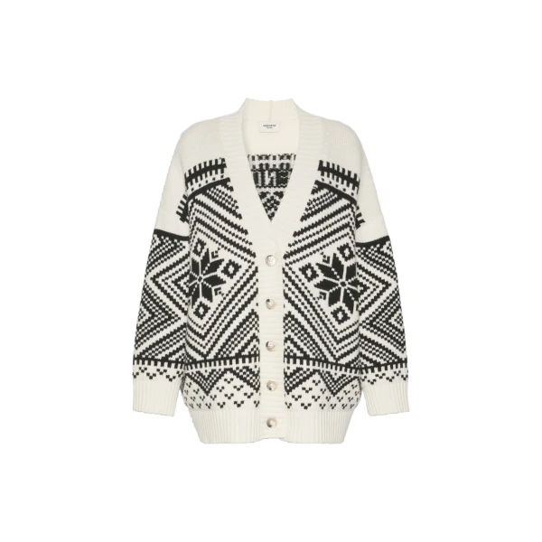 Max Mara Belgio Jacquard Wool Cardigan in Black | Cardigan | Luxury Shoes 