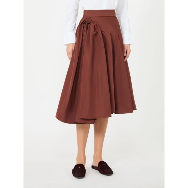 Max Mara Benda Silk-Blend Midi Skirt in Brick Red | Midi Skirts | Luxury Shoes 