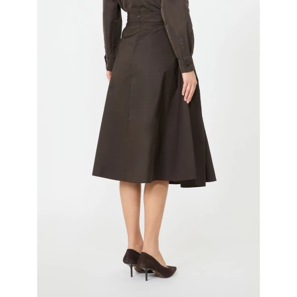 Max Mara Benda Silk-Blend Midi Skirt in Dark Brown | Midi Skirts | Luxury Shoes 