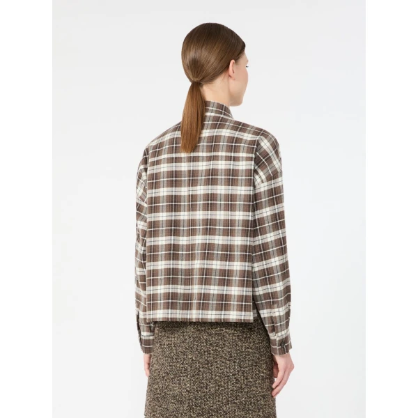 Max Mara Berlina Checked Flannel Shirt in Brown | Shirts | Luxury Shoes 
