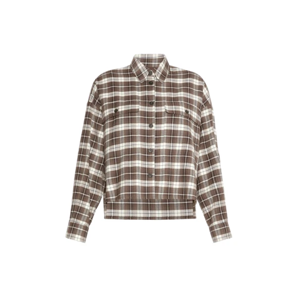 Max Mara Berlina Checked Flannel Shirt in Brown | Shirts | Luxury Shoes 