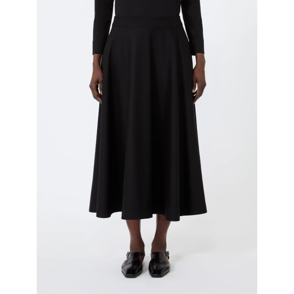Max Mara Betulla Long Wool Flannel Skirt in Black | Maxi Skirts | Luxury Shoes 