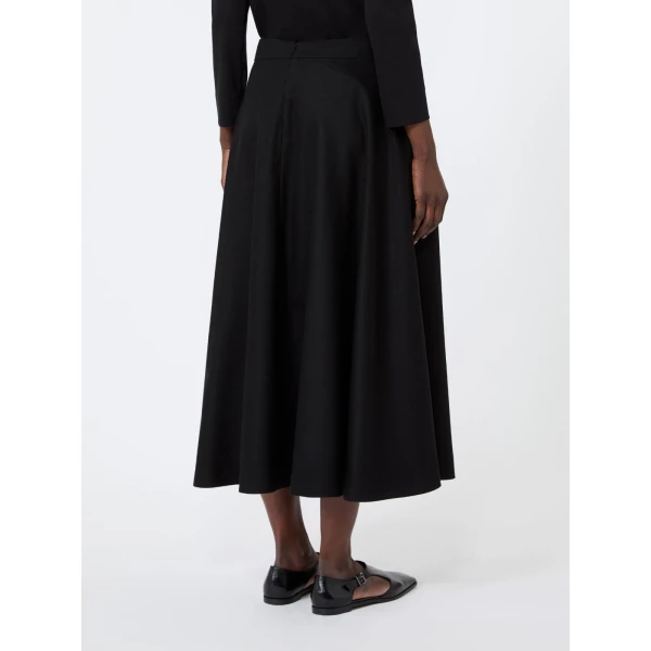 Max Mara Betulla Long Wool Flannel Skirt in Black | Maxi Skirts | Luxury Shoes 