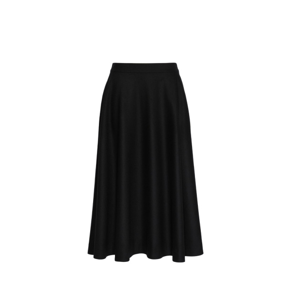 Max Mara Betulla Long Wool Flannel Skirt in Black | Maxi Skirts | Luxury Shoes 