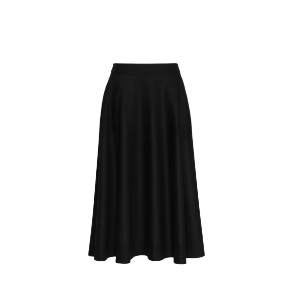 Max Mara Betulla Long Wool Flannel Skirt in Black | Maxi Skirts | Luxury Shoes 