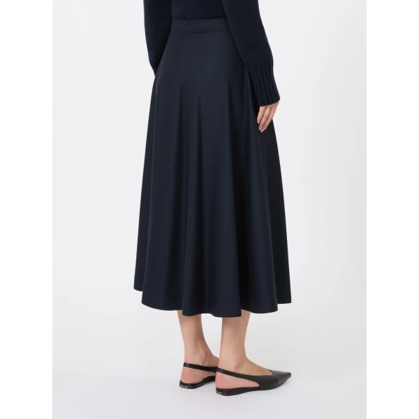 Max Mara Betulla Long Wool Flannel Skirt in Midnight Blue | Maxi Skirts | Luxury Shoes 