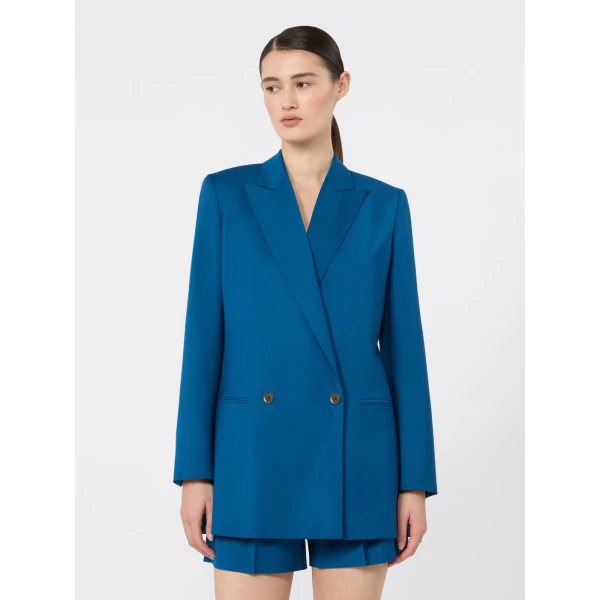 Max Mara Bikini Woollen Cloth Blazer in Navy | Blazers | Luxury Shoes 
