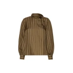 Max Mara Bingo Stripe-Print Silk Blouse in Khaki | Blouse | Luxury Shoes 