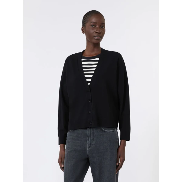 Max Mara Boario Viscose V-Neck Cardigan in Black | Cardigan | Luxury Shoes 