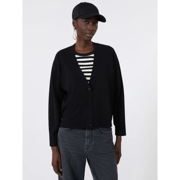 Max Mara Boario Viscose V-Neck Cardigan in Black | Cardigan | Luxury Shoes 