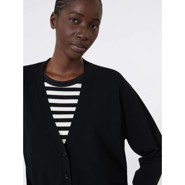 Max Mara Boario Viscose V-Neck Cardigan in Black | Cardigan | Luxury Shoes 