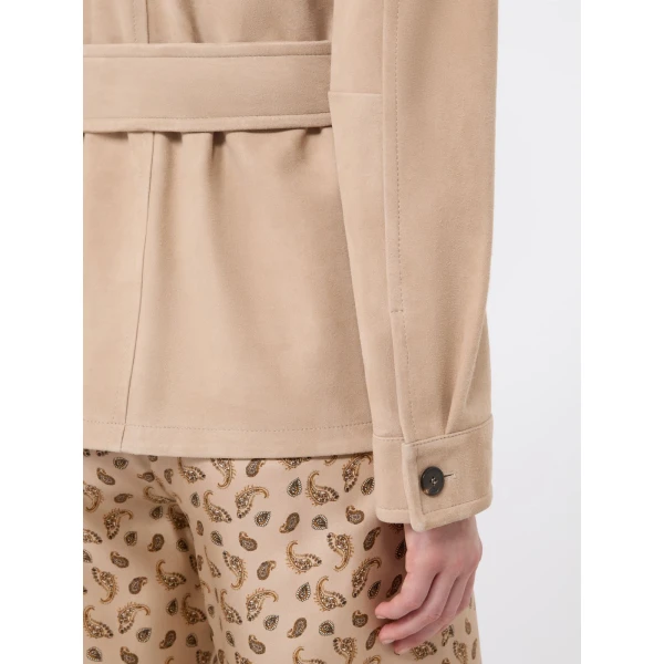 Max Mara Boemia Belted Suede Jacket in Beige | Leather Jackets | Luxury Shoes 