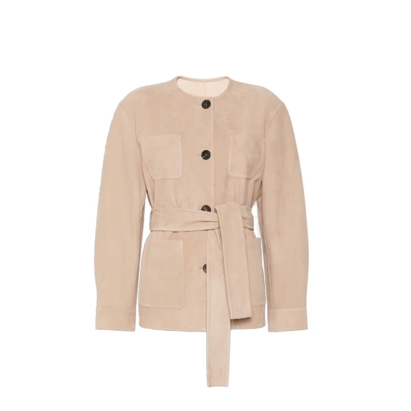 Boemia Belted Suede Jacket in Beige