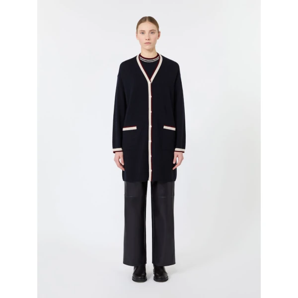 Max Mara Boero Long Wool Cardigan in Ultramarine | Cardigan | Luxury Shoes 