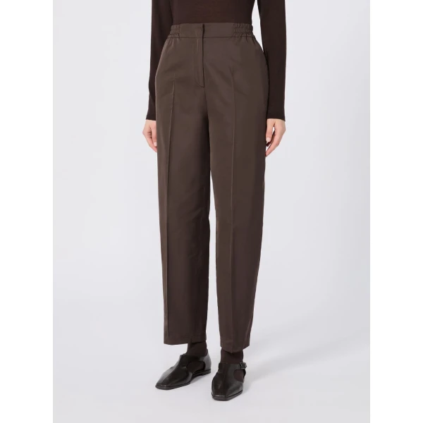 Max Mara Boheme Silk-Blend Radzimir Trousers in Dark Brown | Tailored pants | Luxury Shoes 