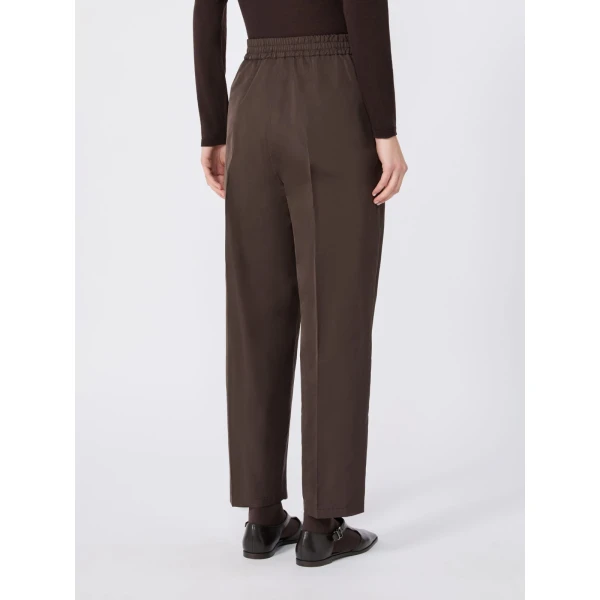 Max Mara Boheme Silk-Blend Radzimir Trousers in Dark Brown | Tailored pants | Luxury Shoes 