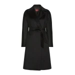 Max Mara Bombo Belted Cashmere Midi Coat in Black | Wool Coat | Luxury Shoes 