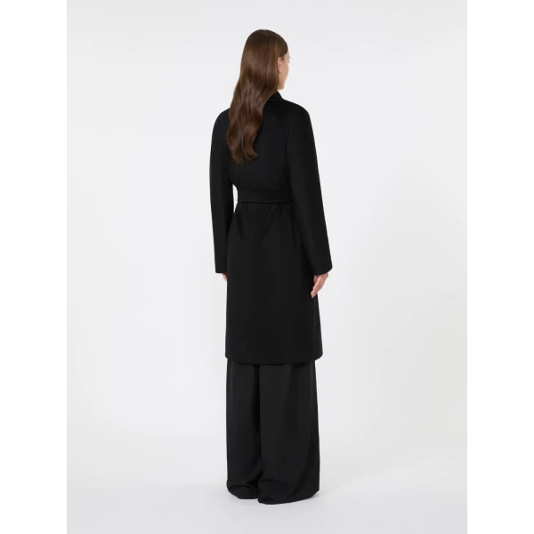 Max Mara Bombo Belted Cashmere Midi Coat in Black | Wool Coat | Luxury Shoes 