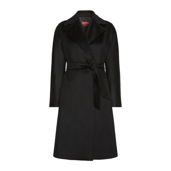Max Mara Bombo Belted Cashmere Midi Coat in Black | Wool Coat | Luxury Shoes 