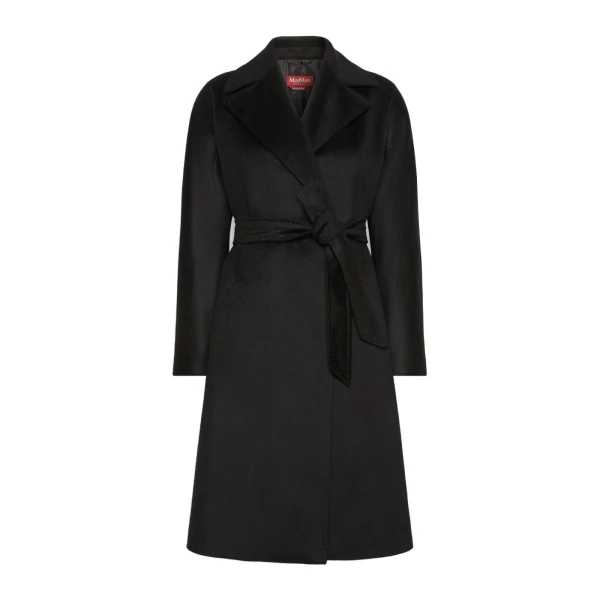 Bombo Belted Cashmere Midi Coat in Black