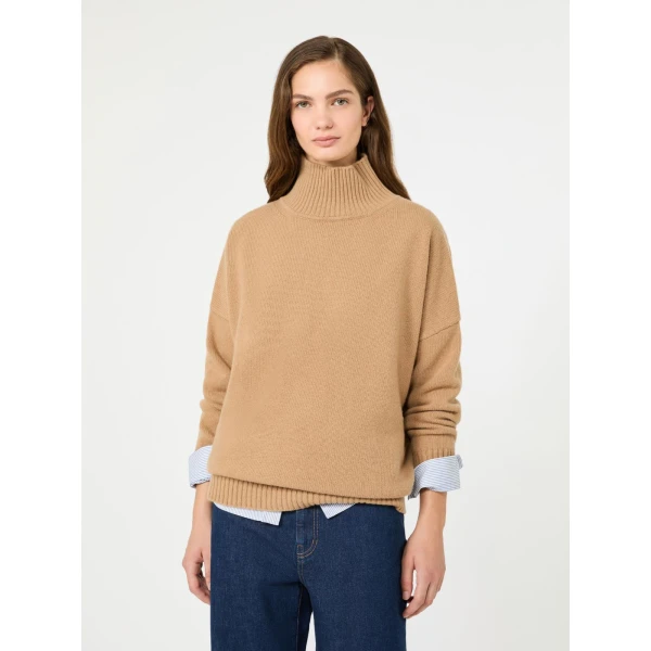 Max Mara Borgia Wool Turtleneck Jumper in Camel | Turtlenecks | Luxury Shoes 