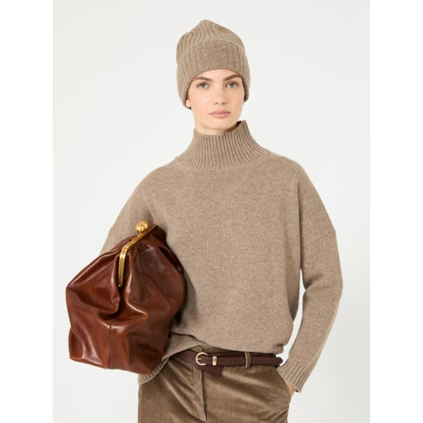 Max Mara Borgia Wool Turtleneck Jumper in Hazelnut Brown | Turtlenecks | Luxury Shoes 