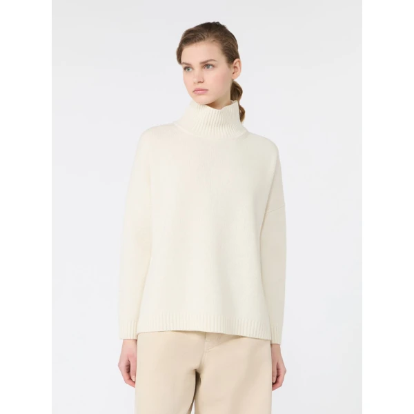 Max Mara Borgia Wool Turtleneck Jumper in Ivory | Turtlenecks | Luxury Shoes 