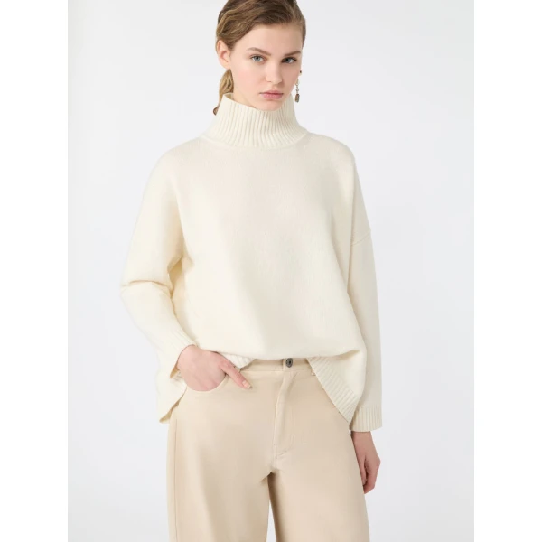 Max Mara Borgia Wool Turtleneck Jumper in Ivory | Turtlenecks | Luxury Shoes 