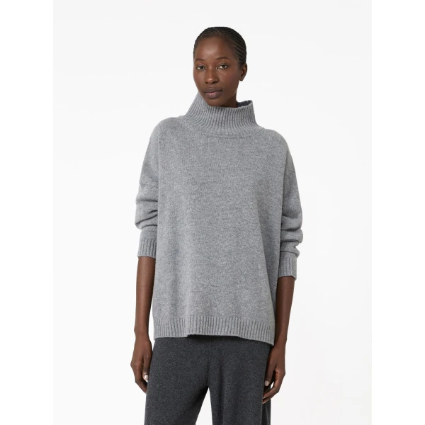 Max Mara Borgia Wool Turtleneck Jumper in Medium Grey | Turtlenecks | Luxury Shoes 