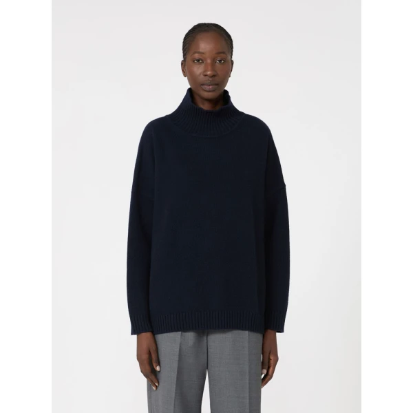 Max Mara Borgia Wool Turtleneck Jumper in Navy | Turtlenecks | Luxury Shoes 