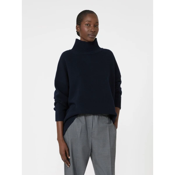 Max Mara Borgia Wool Turtleneck Jumper in Navy | Turtlenecks | Luxury Shoes 