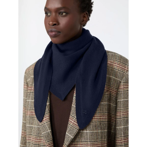 Max Mara Bosso Triangle Cashmere Scarf in Ultramarine | Scarves | Luxury Shoes 