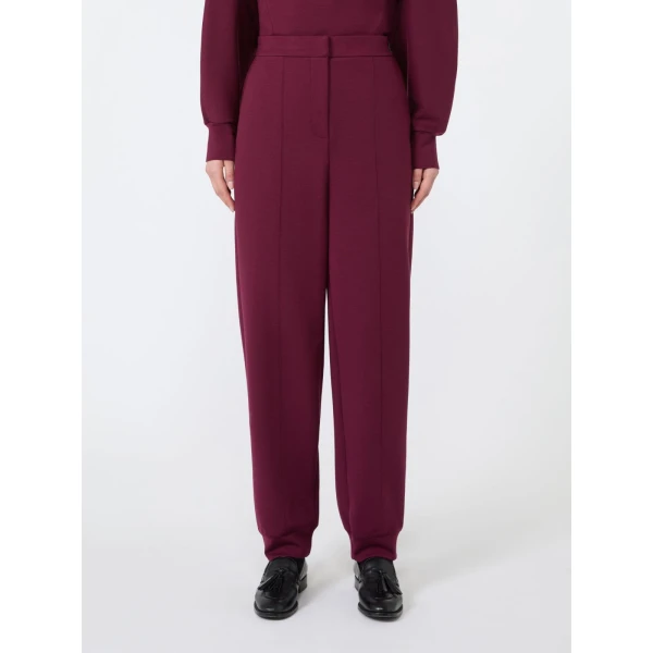 Max Mara Bosso Wool-Blend Jersey Joggers in Wine | Sweatpants | Luxury Shoes 