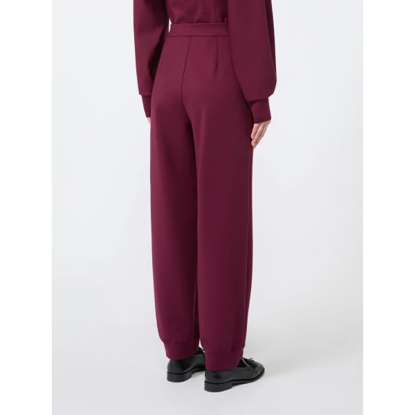 Max Mara Bosso Wool-Blend Jersey Joggers in Wine | Sweatpants | Luxury Shoes 