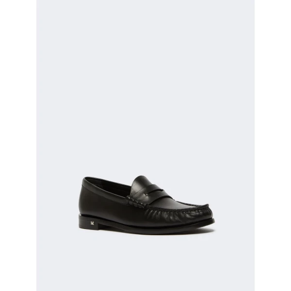 Max Mara Boymoc Leather Moccasins in Black | Loafers | Luxury Shoes 