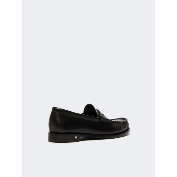 Max Mara Boymoc Leather Moccasins in Black | Loafers | Luxury Shoes 