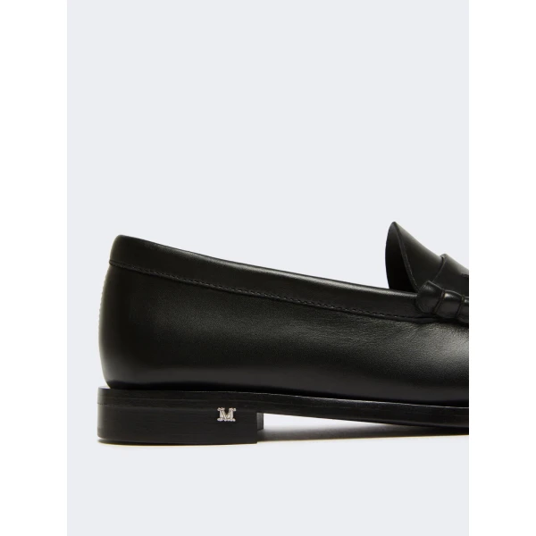 Max Mara Boymoc Leather Moccasins in Black | Loafers | Luxury Shoes 